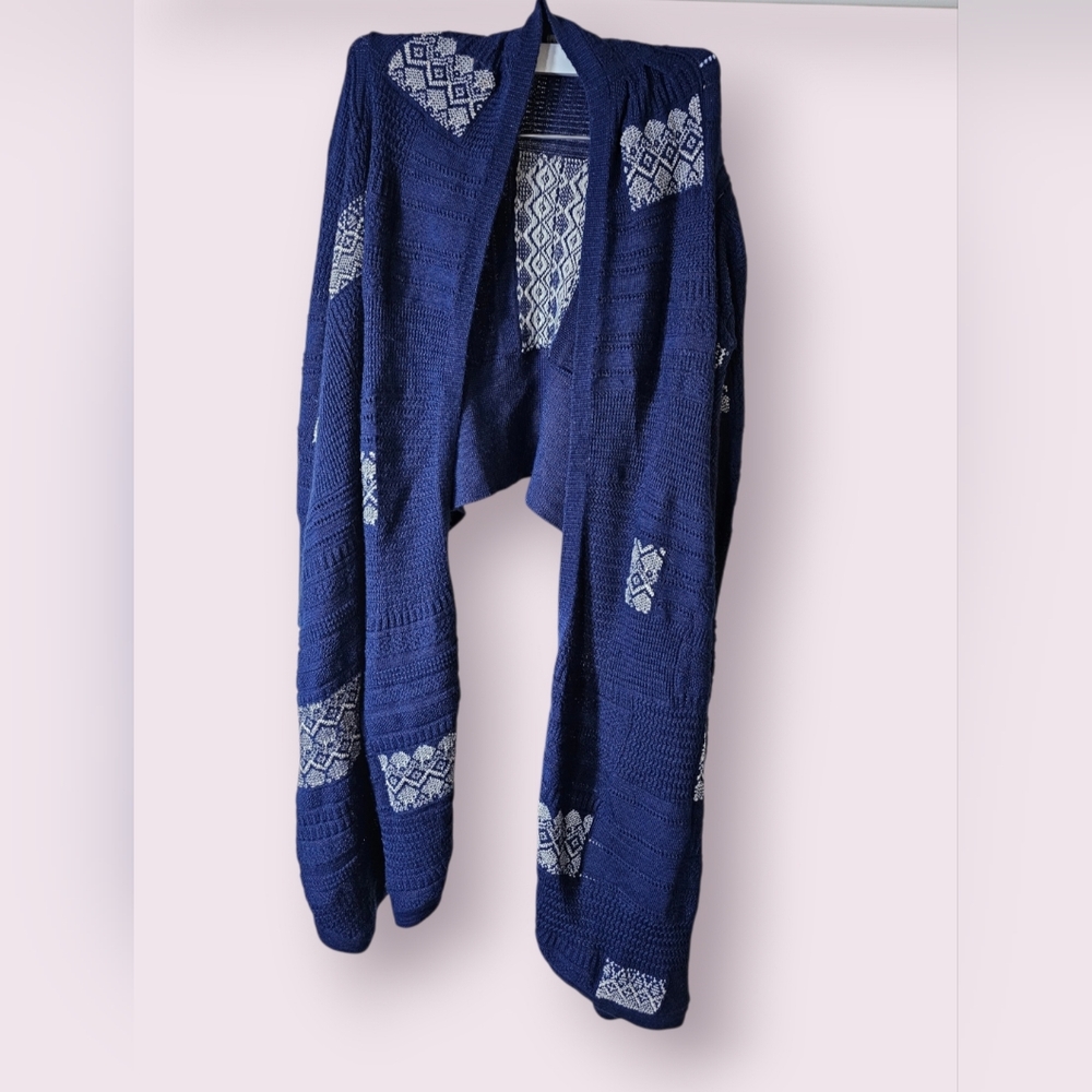 Artisan De Luxe Anthro Merino Wool Bohemian Chic Embroidered‎ Knit Cardigan Sz M